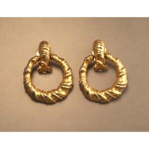 Vintage 1971 Grosse Germany Dior Asymmetrical Door Knocker Earrings